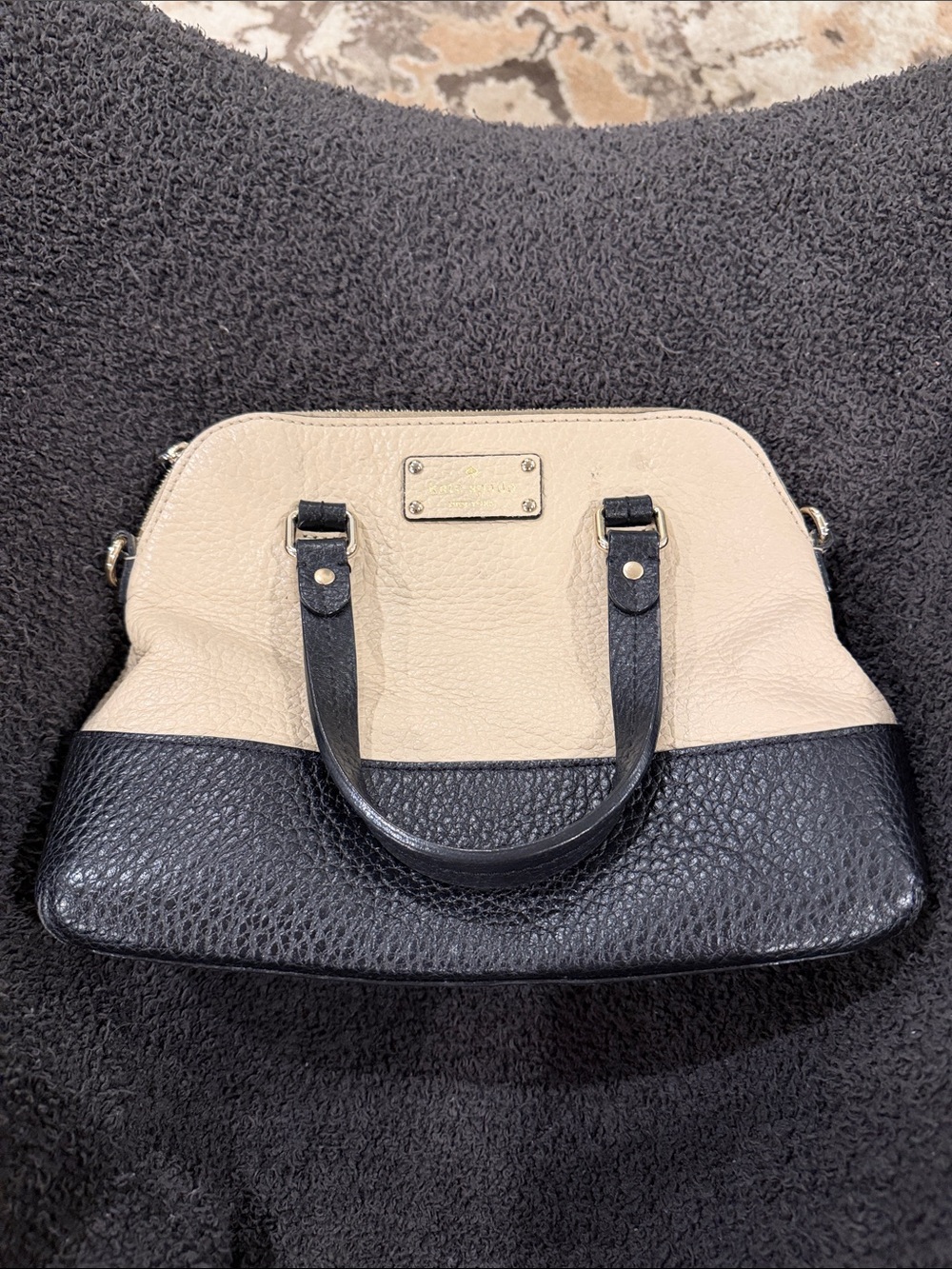 kate spade Two-Tone Cream and Black Leather Satchel